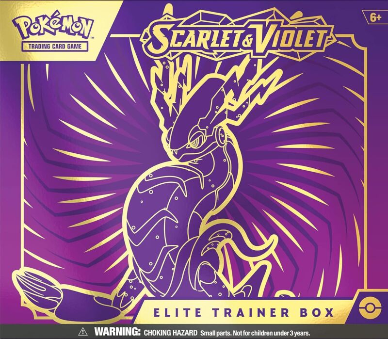 Pokémon TCG: Scarlet and Violet Elite Trainer Box - Miraidon Purple (1 Full Art Promo Card, 9 Boosters and Premium Accessories) : Toys & Games