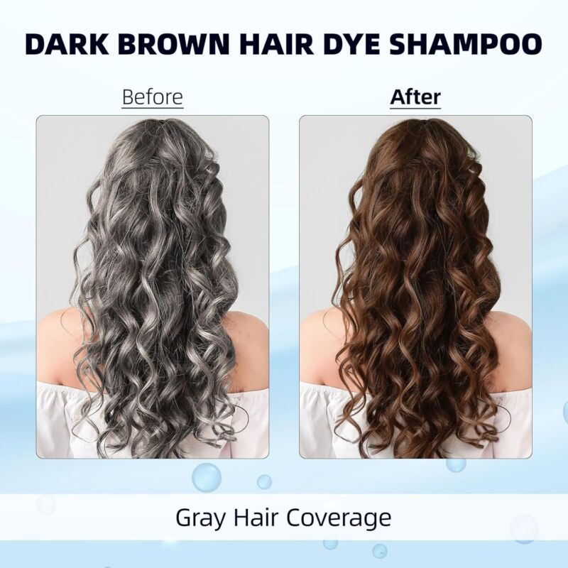 Ivnil Dark Brown Hair Dye Shampoo 3 in 1 for Women/Men Hair Color for Grey Coverage Seimi Permanent Instant Champu Para Canas Mujer for Men - Herbal Natural Dye Cover Gray : Beauty & Personal Care