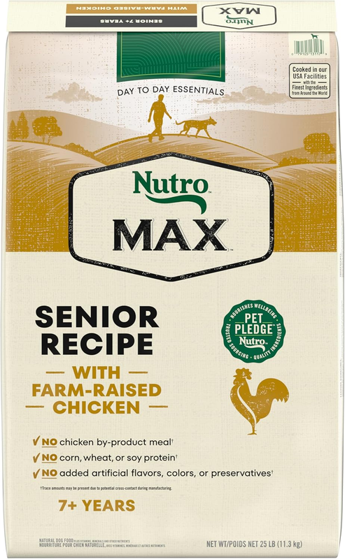 Nutro Max Senior Dry Dog Food with Farm-Raised Chicken, 25 lb. Bag : Pet Supplies