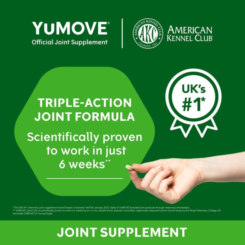 YuMOVE Hip and Joint Supplement for Dogs with Glucosamine, Chondroitin, Omega 3, Hyaluronic Acid, & Green Lipped Mussel - Dog Joint Supplement - for Adult Dogs 60 Tablets : Pet Bone And Joint Supplements : Pet Supplies