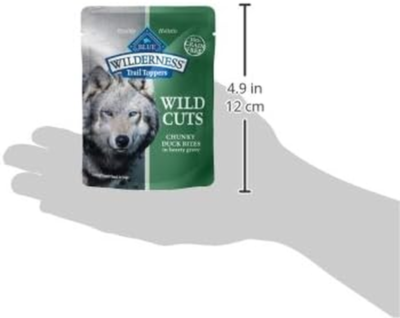 Blue Buffalo Wilderness Trail Toppers Wild Cuts Natural High-Protein Dog Wet Food, Duck Bites in Hearty Gravy, 3-oz Pouch, 24 Count