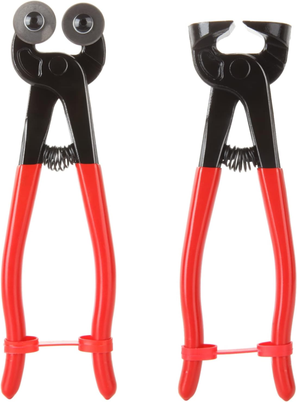 2Pcs Glass Tile Nippers Set, Ceramic Tile Nipper & Wheeled Glass Mosaic Nipper, Glass Running Plier with Double Knife Wheel, Ceramic Tile Cutting Shapping Plier, Flat Knife Tile Pliers, Red - Amazon.com