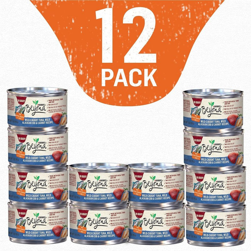 Purina Beyond Wild-Caught Tuna, Wild Alaskan Cod and Carrot Recipe In Wet Cat Food Gravy - (Pack of 12) 3 oz. Cans : Pet Supplies