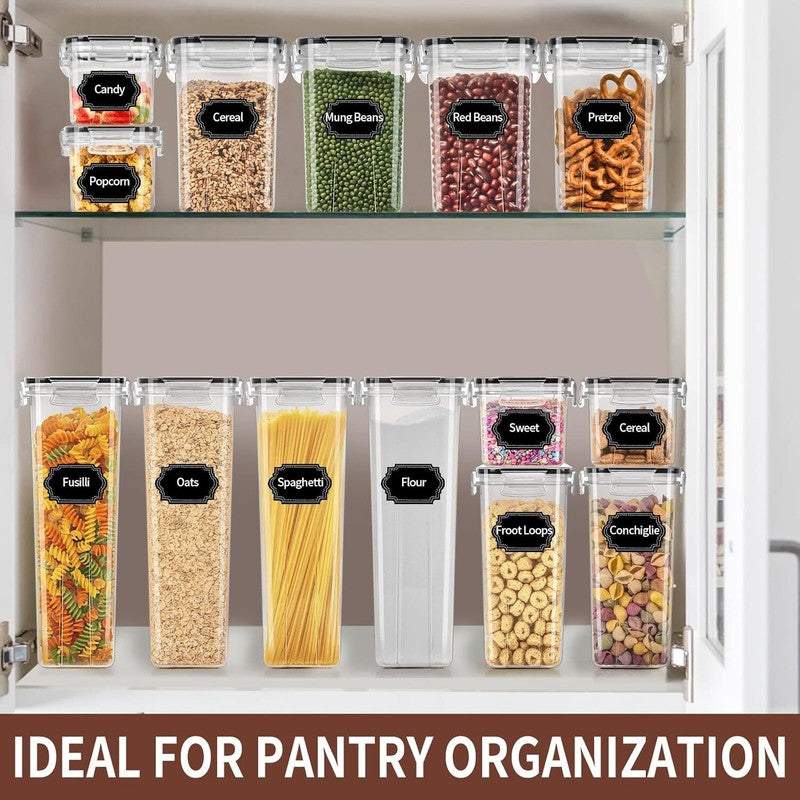 PRAKI Airtight Food Storage Containers Set with Lids - 24 PCS, BPA Free Kitchen and Pantry Organization, Plastic Leak-proof Canisters for Cereal Flour & Sugar - Labels & Marker: Home & Kitchen
