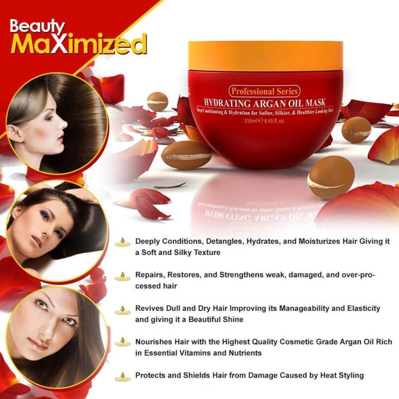 Arvazallia Hydrating Argan Oil Hair Mask and Deep Conditioner for Dry or Damaged Hair (8.45 oz Jar) : Beauty & Personal Care