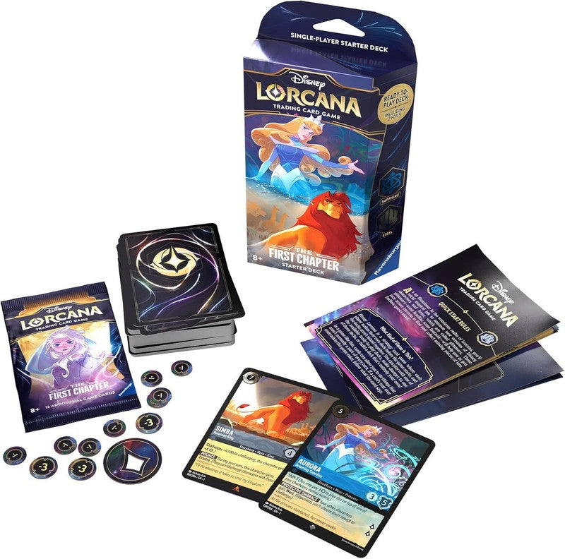Ravensburger Disney Lorcana TCG: The First Chapter - Sapphire & Steel Single-Player Starter Deck | Engaging Gameplay | Over 200 Original Disney Artworks | Ideal for Ages 8+ : Toys & Games