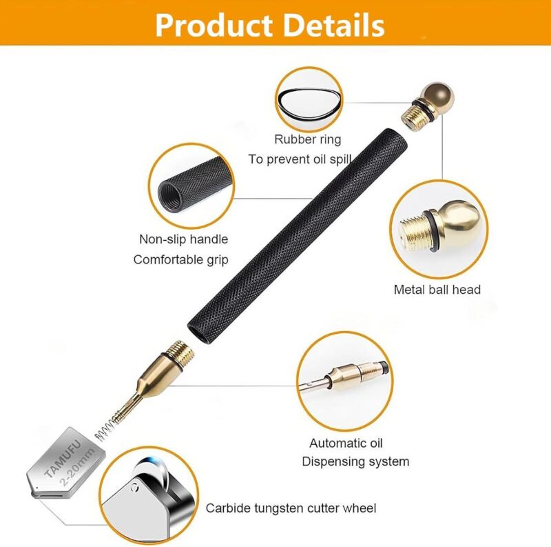 Glass Cutters Tools 2-20mm for Thick Glass Tiles Mirror Mosaic Cutting- Glass Cutting Tool with Automatic Oil Feed, Glass Cutter with Ergonomic Handle and 3 Carbide Tips - Amazon.com