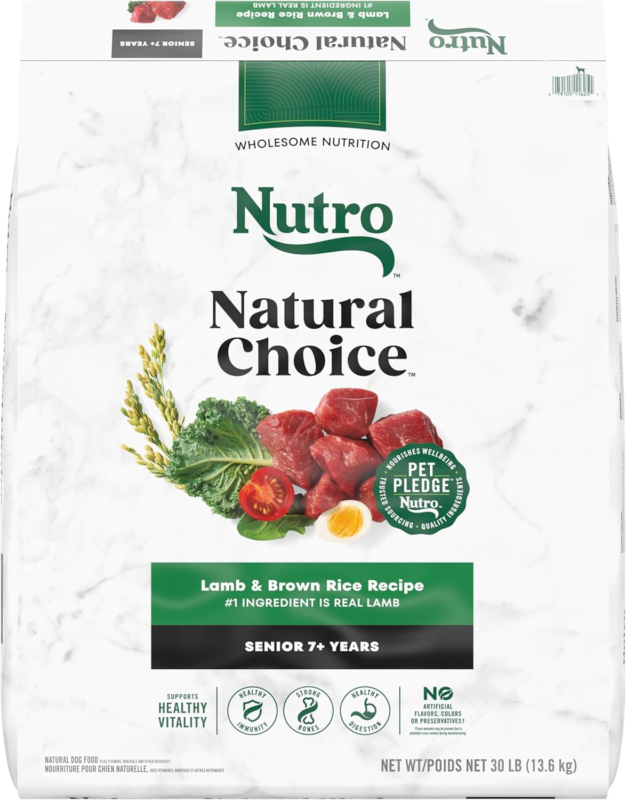 Nutro Natural Choice Senior Dry Dog Food, Lamb and Brown Rice Recipe, 30 lbs. : Pet Supplies