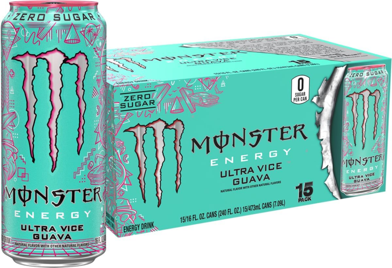 Monster Energy Ultra Vice Guava, Sugar Free Energy Drink, 16 Ounce (Pack of 15) : Grocery & Gourmet Food