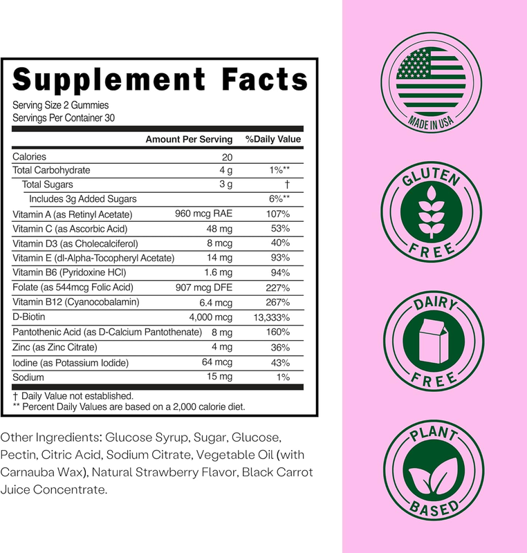 Embody: 60 Skin Gummies Multivitamin Retinol Gummy | Vitamin A Supplement for Anti-Aging, Glowing, Youthful & Clear Skin | Strong Hair & Nails with Biotin, Vitamin C, B12 & Zinc : Health & Household