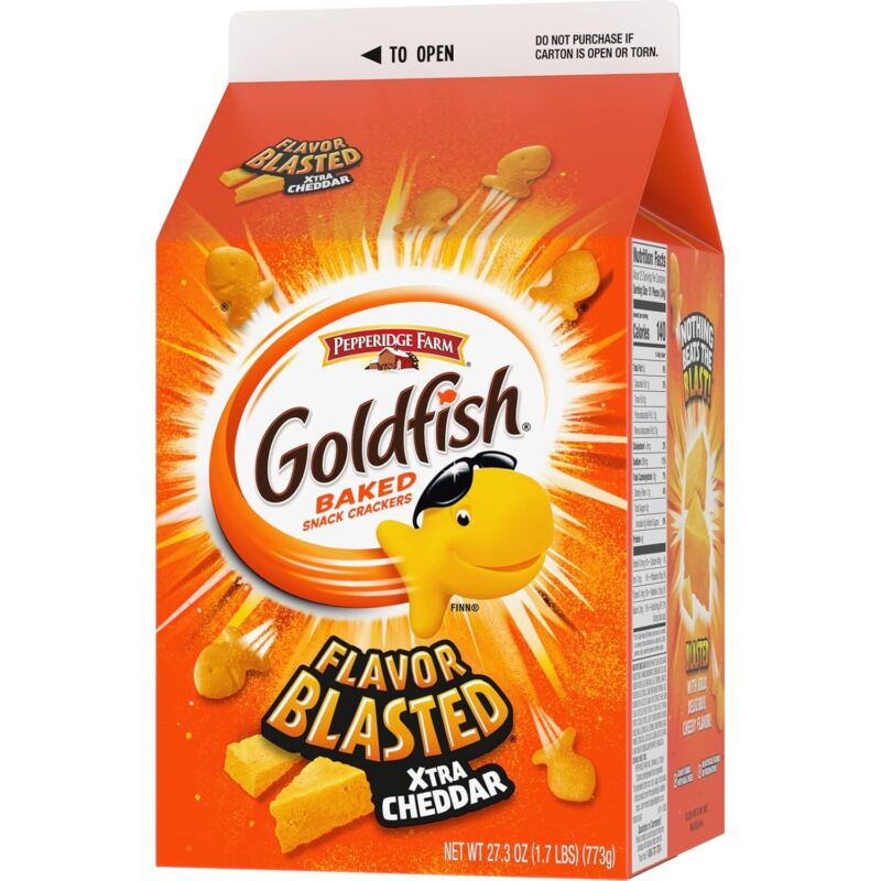 Goldfish Flavor Blasted Xtra Cheddar Cheese Crackers, 27.3 oz Carton : Goldfish
