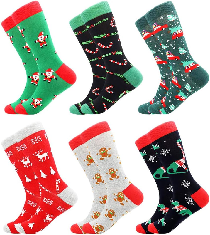 BISOUSOX Mens Christmas Socks Crazy Funny Dress Colorful Novelty Warm Winter Socks Christmas Gifts for Men Women : Clothing, Shoes & Jewelry