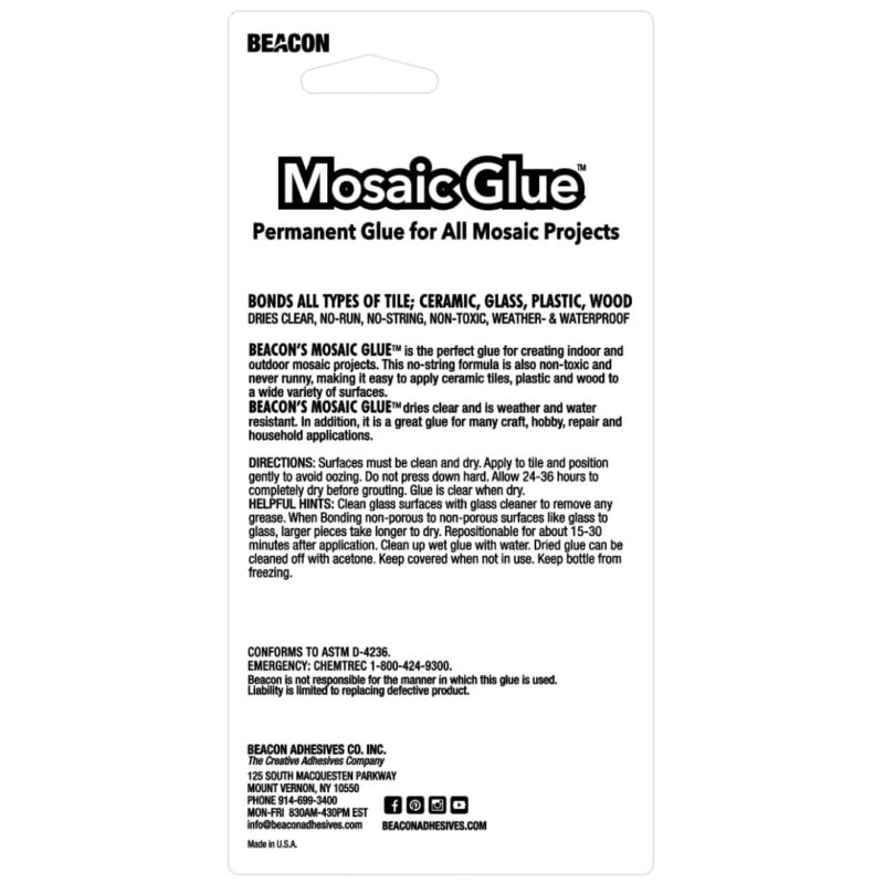 BEACON Mosaic Glue - Non-Toxic & Water Resistant, Ideal for All Tiles & Surfaces, 2-Ounce : Industrial & Scientific
