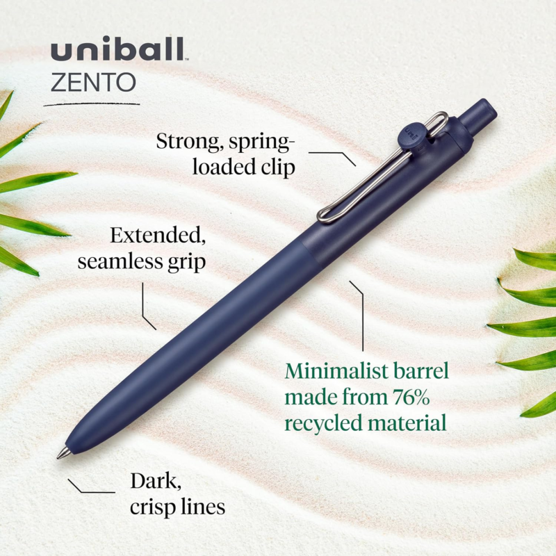 Uni-ball Zento Gel Pens Black Medium Point Smooth Writing Japanese Muted Colors