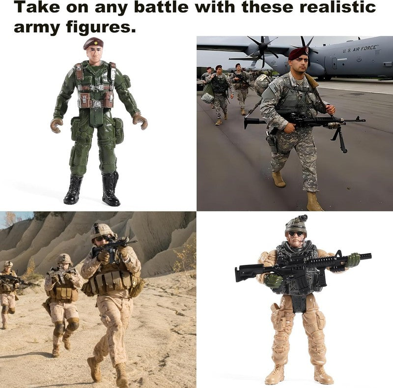 US Army Men and SWAT Team Toy Soldiers Action Figures with Military Weapons Accessories for Kids Boys Girls,12Pcs : Toys & Games