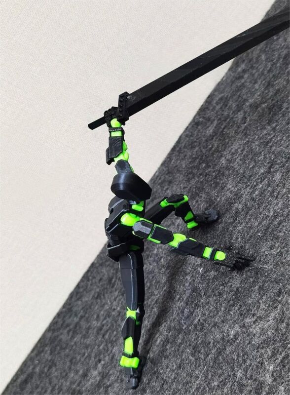 T13 (Assembly Completed) 3D Printed Action Figure,Dummy 13 Robot Action Figure, T13 Collectible Action Figure Articulated, for Collectors Desktop Decorations, muñeco de acción (Black Green) : Toys & Games