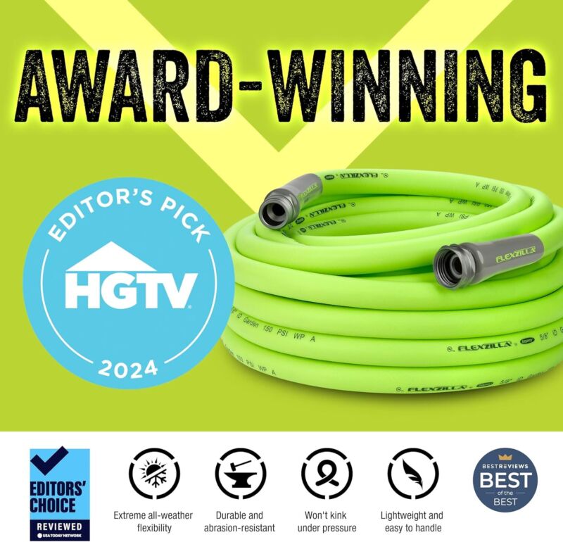 Flexzilla Garden Hose 5/8 in. x 50 ft, Heavy Duty, Lightweight, Durable, ZillaGreen - HFZG550YW-E : Air Tool Hose Reels : Patio, Lawn & Garden