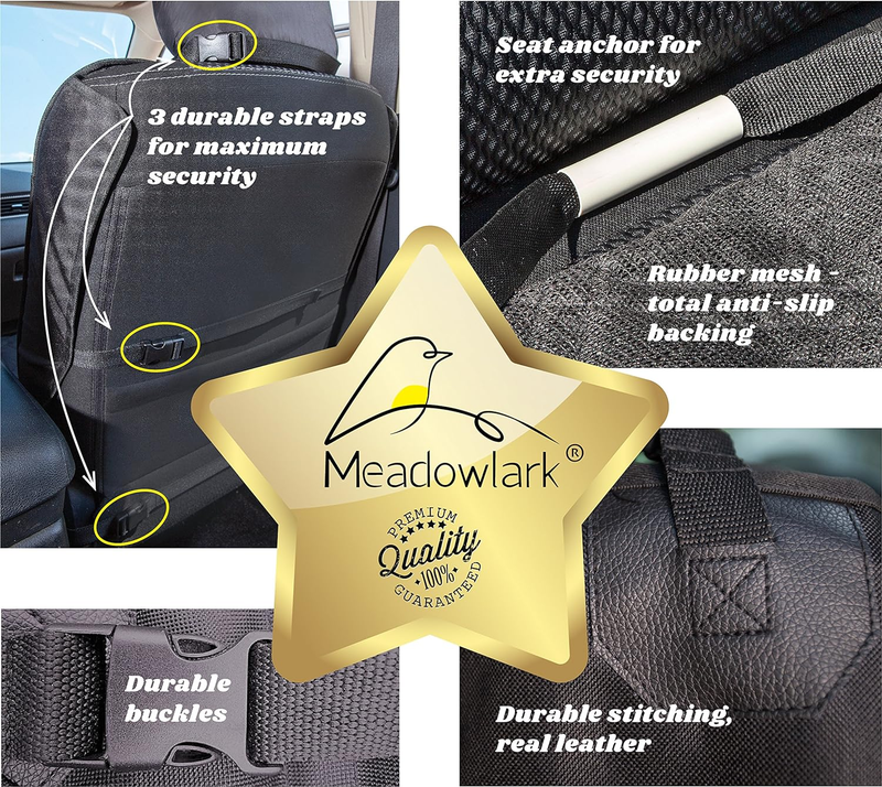 Meadowlark Dog Car Seat Cover Front Seat Cover Waterproof Scratch Proof Car Seat Covers for Dogs Car Seat Protector for Dogs for Trucks Cars & SUVs w/Free Seat Belt & Headrest Cover – 45 x 21 in Black : Pet Supplies