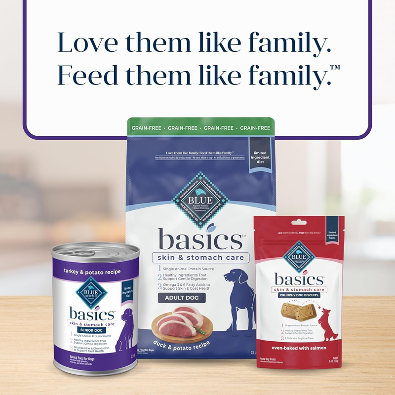 Blue Buffalo Basics Grain-Free Senior Wet Dog Food, Skin & Stomach Care, Limited Ingredient Diet, Turkey Recipe, 12.5-oz. Cans, 12 Count: Pet Supplies: Amazon.com