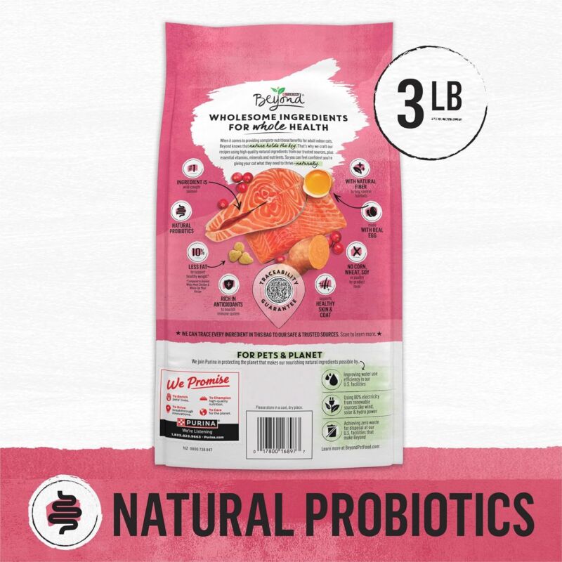 Purina Beyond Natural Grain Free Dry Cat Food Simply Indoor Salmon, Egg and Sweet Potato Recipe - 3 lb. Bag : Pet Supplies