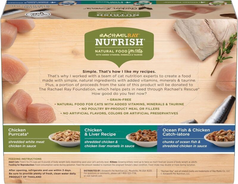Rachael Ray Nutrish Premium Wet Cat Food, Chicken Lovers Variety Pack, Grain Free, 2.8 Oz. Tub, Pack Of 12 : Pet Supplies