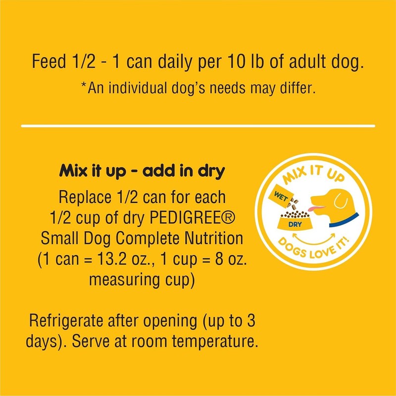 Pedigree Small Dog Tender Bites in Gravy Wet Dog Food, Steak & Vegetable Flavor, 13.2 oz. Cans (12 Count, Pack of 1)