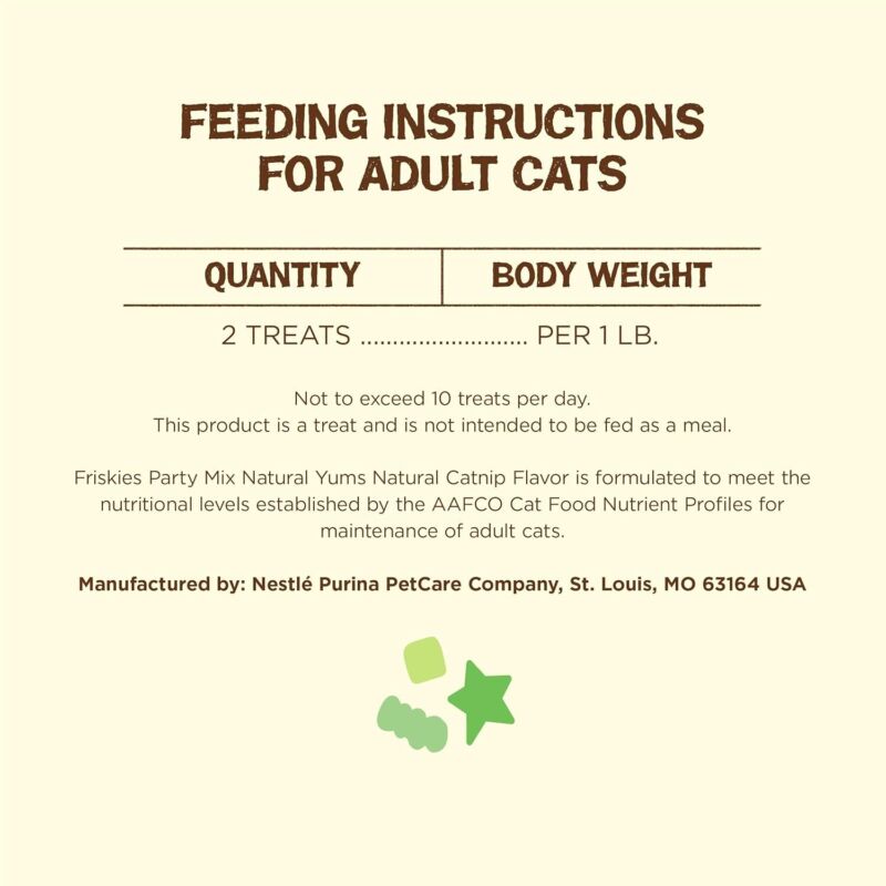 Purina Friskies Made in USA Facilities, Natural Cat Treats, Party Mix Natural Yums Catnip Flavor - (Pack of 10) 2.1 oz. Pouches : Pet Supplies