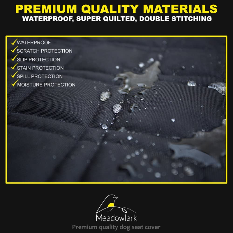 Meadowlark Dog Car Seat Cover Front Seat Cover Waterproof Scratch Proof Car Seat Covers for Dogs Car Seat Protector for Dogs for Trucks Cars & SUVs w/Free Seat Belt & Headrest Cover – 45 x 21 in Black : Pet Supplies