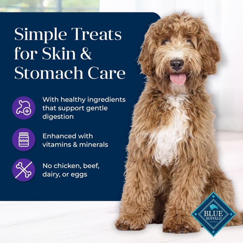Blue Buffalo Basics Dog Biscuits, Skin & Stomach Care Crunchy Dog Treats, Turkey Recipe, 6-oz Bag : Edible Pet Treats : Pet Supplies