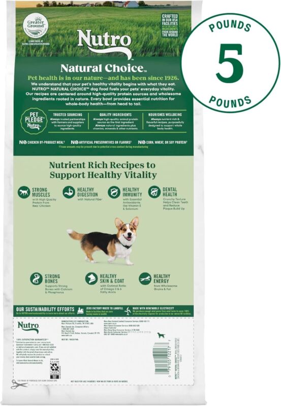 Nutro Natural Choice Adult Small Breed Dry Dog Food, Chicken and Brown Rice, 5 lbs. : Pet Supplies
