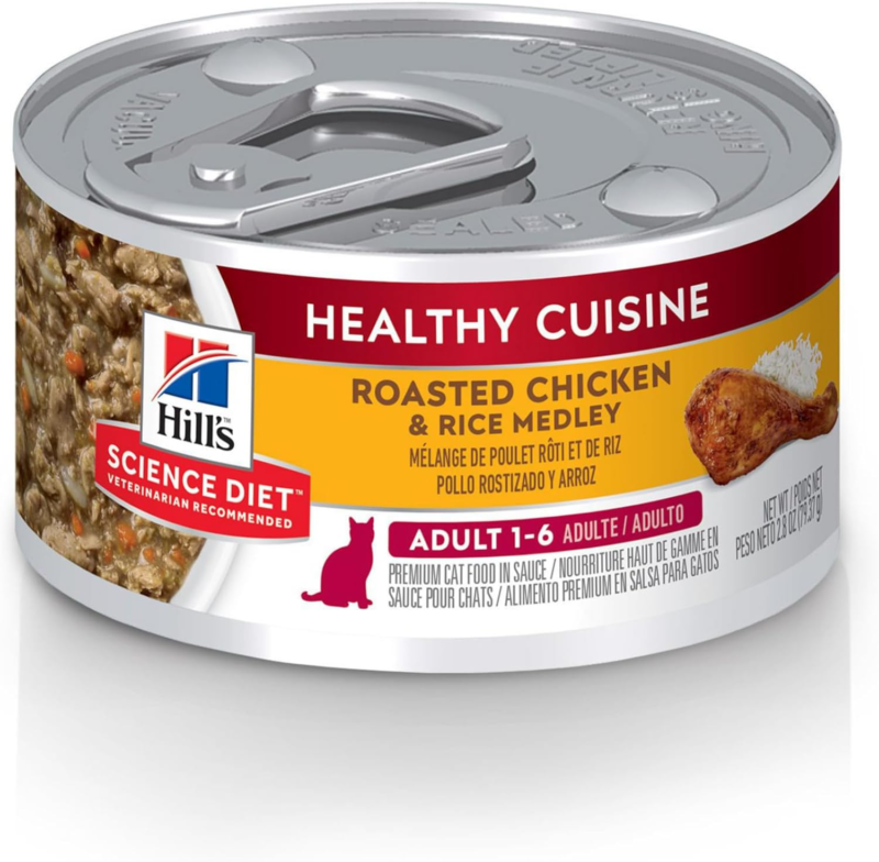 Hill's Science Diet Healthy Cuisine, Adult 1-6, Great Taste, Wet Cat Food, Roasted chicken & Rice Stew, 2.8 oz Can, Case of 24 : Pet Supplies
