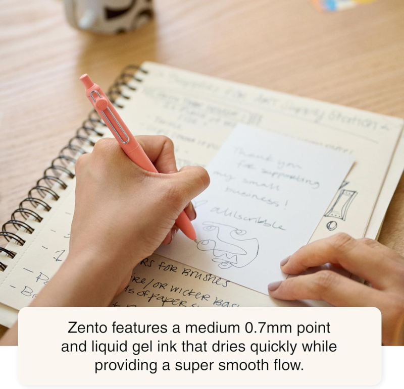 Uni-ball Zento Gel Pens Black Medium Point Smooth Writing Japanese Muted Colors