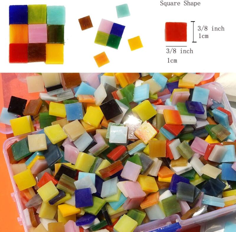 Lanyani 1050 Pieces Mixed Shapes Glass Mosaic Tiles for Crafts, Colorful Stained Glass Pieces for Mosaic Projects : Arts, Crafts & Sewing