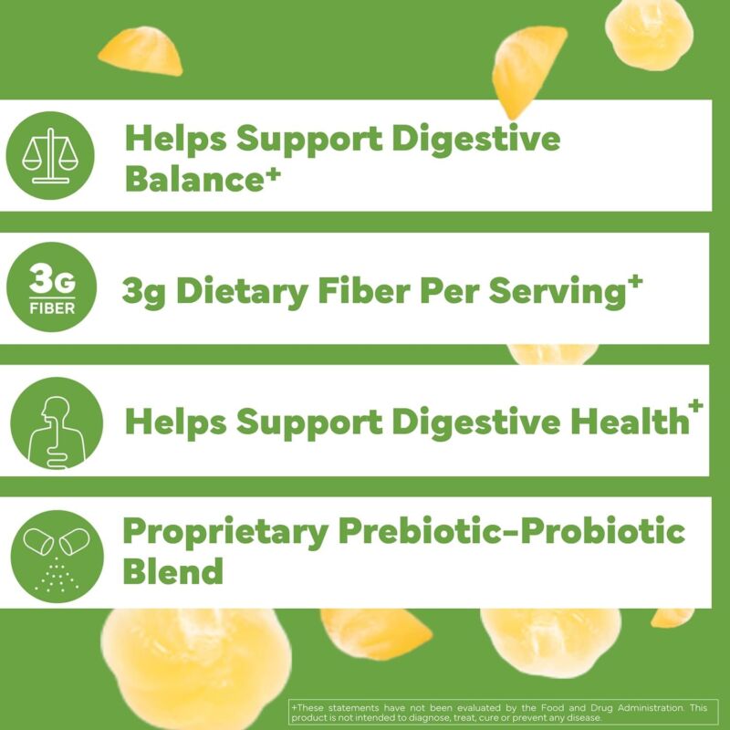 Konsyl Gut Health Prebiotic Probiotic Fiber Gummies Digestive Support 56 Ct