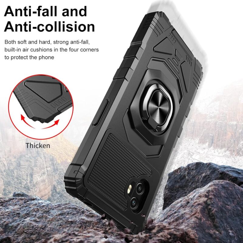 Ailiber for Samsung Galaxy Xcover6 Pro Case, Military Grade Drop Tested, Heavy Duty Shockproof Protective Phone Cover with Ring Kickstand, Tempered Glass Screen Protector, Black : Cell Phones & Accessories