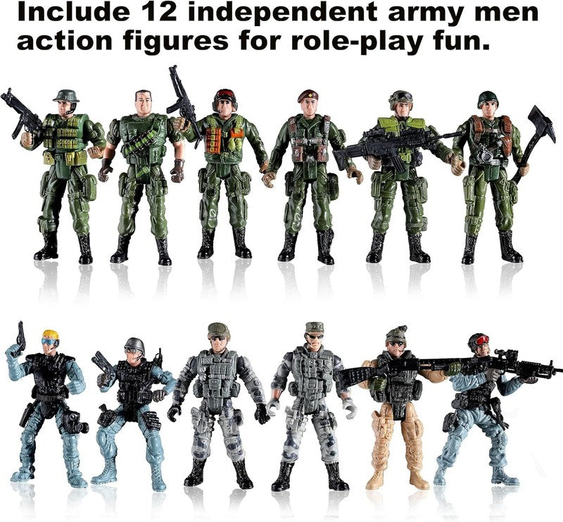 US Army Men and SWAT Team Toy Soldiers Action Figures with Military Weapons Accessories for Kids Boys Girls,12Pcs : Toys & Games