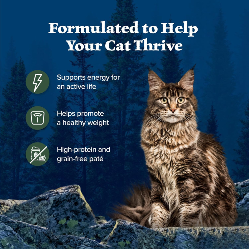Blue Buffalo Wilderness Natural High-Protein Grain-Free Wet Food for Adult Cats, Salmon Paté, 3-oz. Cans, 24 Count