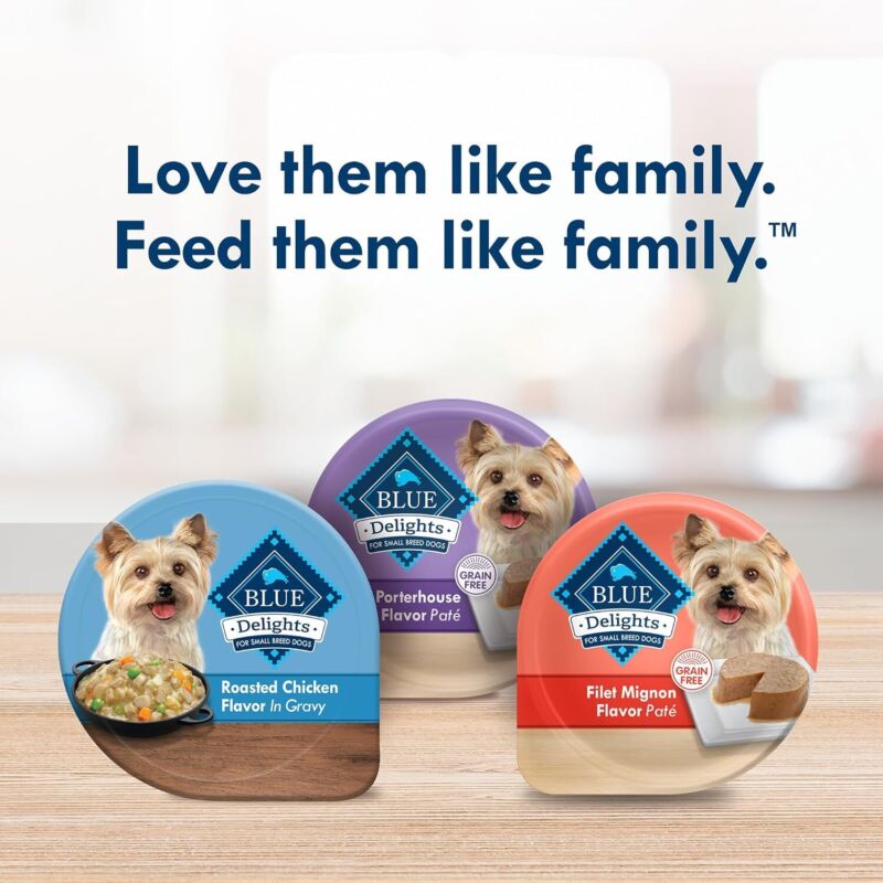Blue Buffalo Delights Small Breed Natural Wet Dog Food, Rotisserie Chicken Flavor in Gravy, 3.5-oz Cups, 12 Count