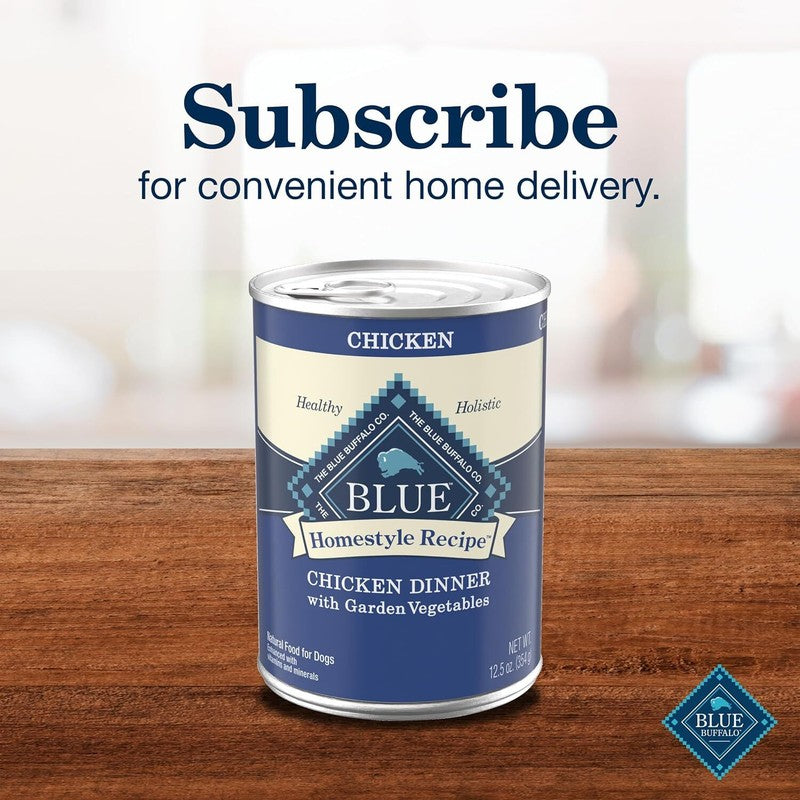 Blue Buffalo Homestyle Recipe Adult Wet Dog Food, Made with Natural Ingredients, Chicken Dinner With Garden Vegetables, 12.5-oz Can (Pack of 12): Pet Supplies: Amazon.com