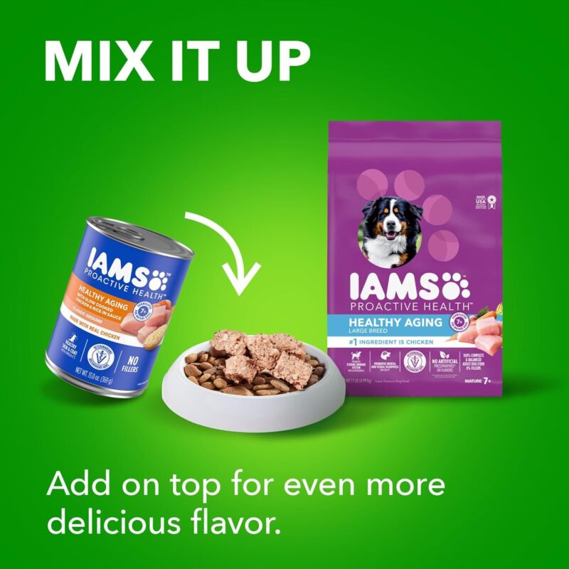 IAMS Proactive Health Healthy Aging Large Breed Dog Food for Mature and Senior Dogs with Real Chicken, 30 lb. Bag : Pet Supplies