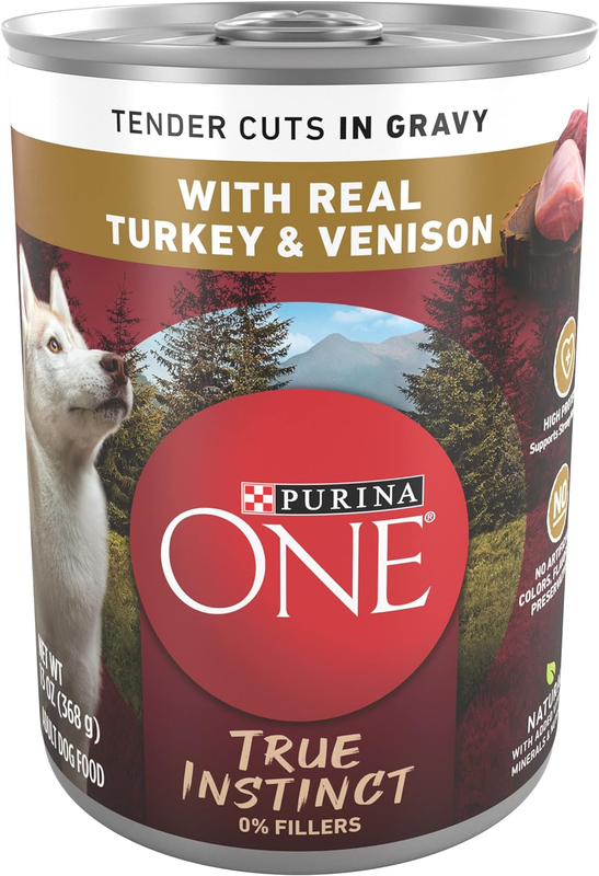 Purina ONE High Protein Wet Dog Food True Instinct Tender Cuts in Dog Food Gravy With Real Turkey and Venison - (Pack of 12) 13 oz. Cans: Pet Supplies: Amazon.com
