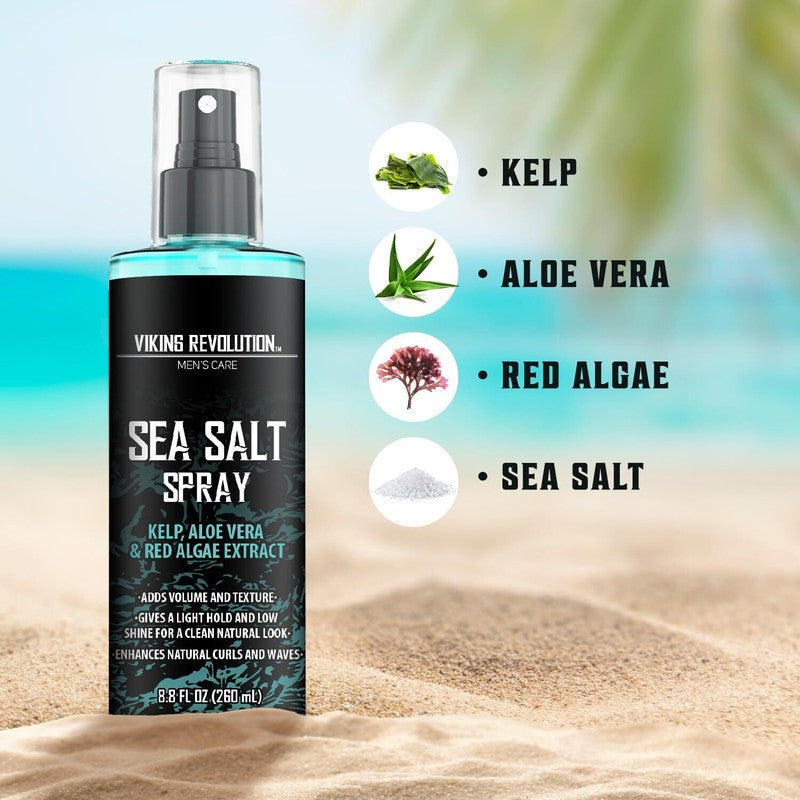 Viking Revolution Sea Salt Spray for Hair Men - Hair Texturizing Spray with Kelp, Aloe Vera and Red Algae Extract - Surf Spray to Add Volume and Texture Sea Salt Spray for Men Beach Hair Spray - 8.8oz : Beauty & Personal Care