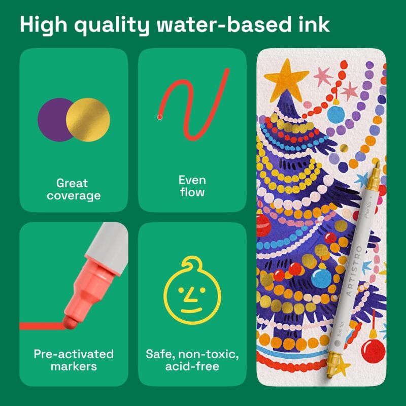 ARTISTRO 24 Dual Tip Acrylic Paint Markers, Acrylic Paint Pens, Fabric Markers for Textile, Rock, Glass, Wood, Paper, Ceramic, Canvas DIY Art Supplies Kit for Kids and Adults (Dual Tip Dot + Fine, 24) : Arts, Crafts & Sewing
