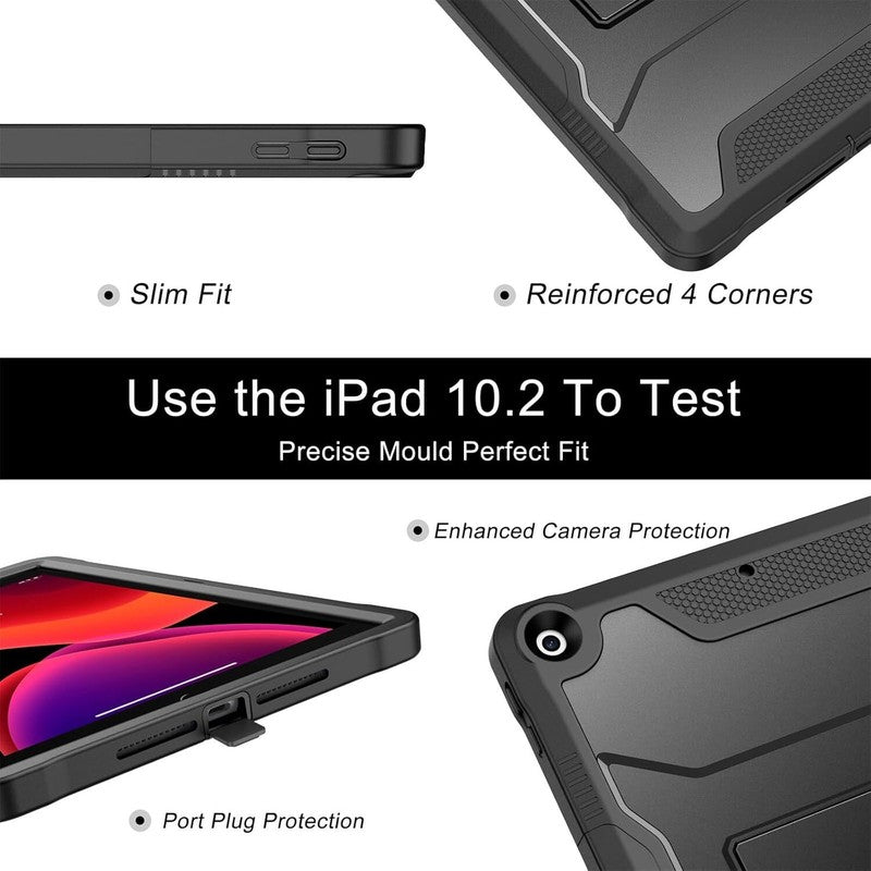 Soke Case for iPad 9th/8th/7th Generation 10.2-Inch (2021/2020/2019 Release), with Built-in Screen Protector and Kickstand, Rugged Full Body Protective Cover for Apple iPad 10.2 Inch - Black : Electronics