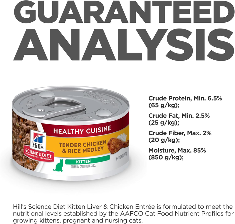 Hill's Science Diet Healthy Cuisine, Kitten, Great Taste, Wet Cat Food, Chicken & Rice Stew, 2.8 oz Can, Case of 24 : Pet Supplies