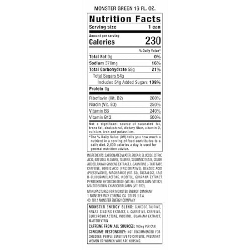 Monster Energy Drink, Green, Original, 16 Ounce (Pack of 15) : Grocery & Gourmet Food