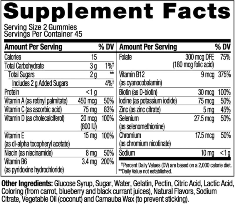 OLLY Men's Multivitamin Gummy, Vitamins A, C, D, E, B, Zinc, Blackberry Flavor, 45 Day Supply - 90 Count : Health & Household