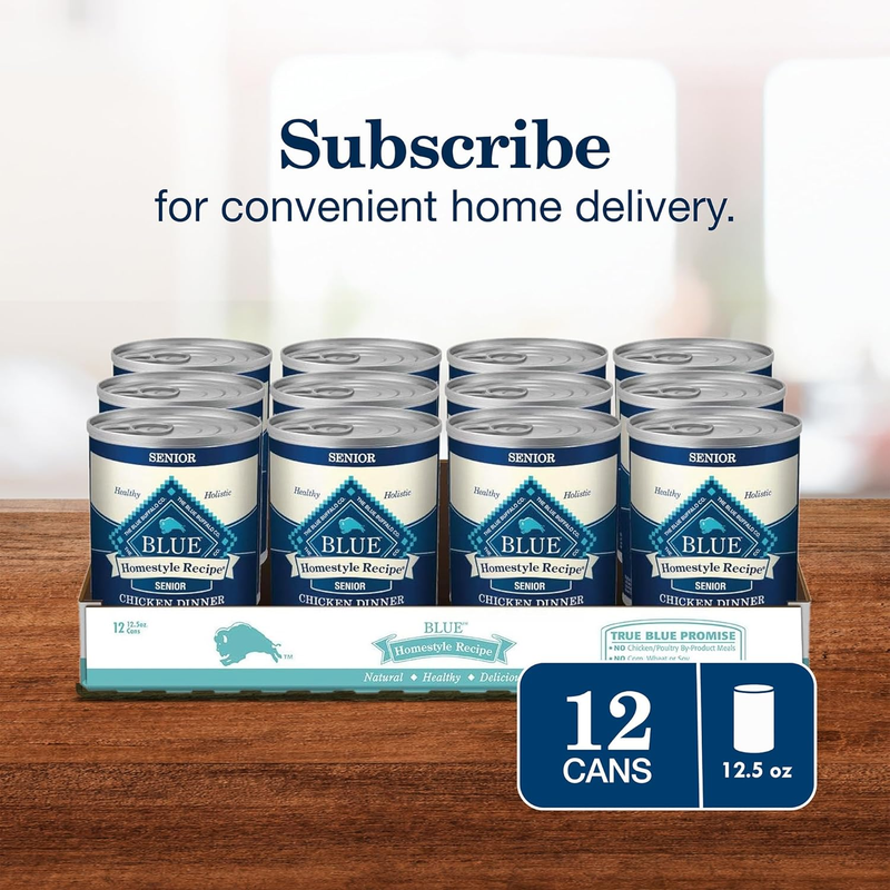 Blue Buffalo Homestyle Recipe Senior Wet Dog Food, Made with Natural Ingredients, Chicken Dinner with Garden Vegetables, 12.5-oz Cans (12 Count): Pet Supplies: Amazon.com