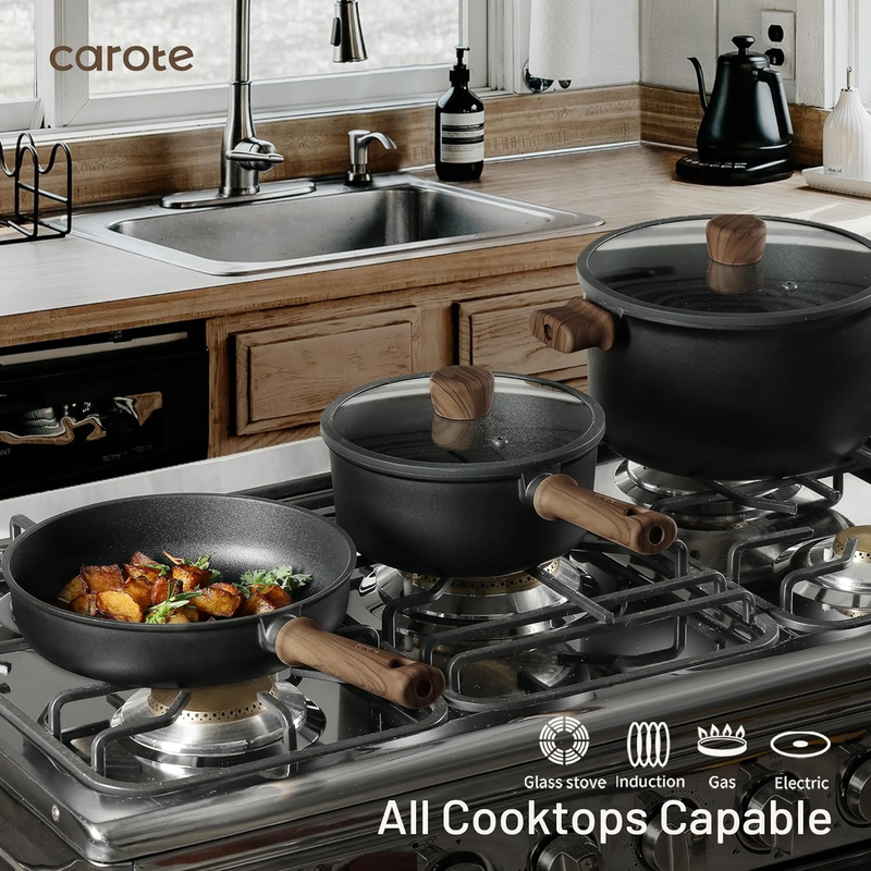 CAROTE Nonstick Pots and Pans,Cookware Set 16pcs Kitchen Cooking Sets, Pot and Pan Non Stick w/Frying pan: Home & Kitchen