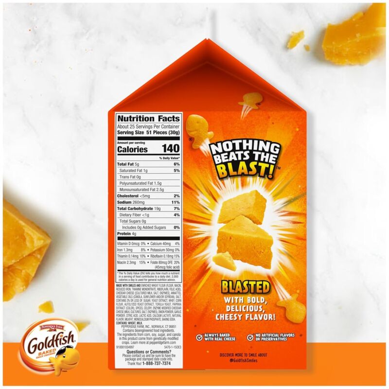 Goldfish Flavor Blasted Xtra Cheddar Cheese Crackers, 27.3 oz Carton : Goldfish
